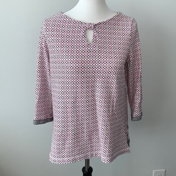 T by Talbots 3/4 Sleeve Geometric Print Knit TunicTop Sz L - Picture 1 of 8